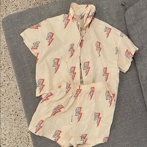 Lightning Bolt Print Shirt and Shorts Set